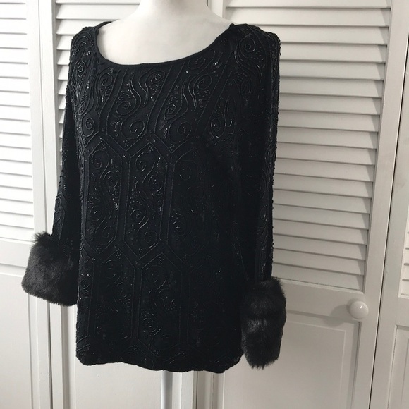 TAKAKO SAKON Black Beaded Embroidered Sweater - Picture 2 of 7